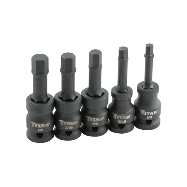 Titan Â® 5-Piece 1/2 in. Drive SAE Hex Impact Bit Socket Set 42925